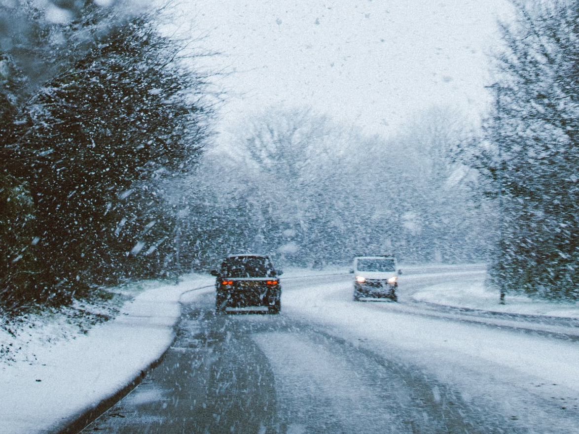 Cars driving in snowy conditions