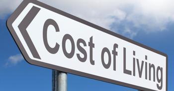 Cost of living road sign