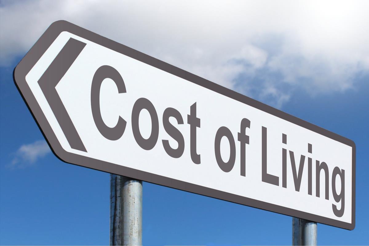 Cost of living road sign