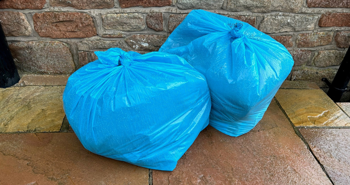 Two blue bin bags